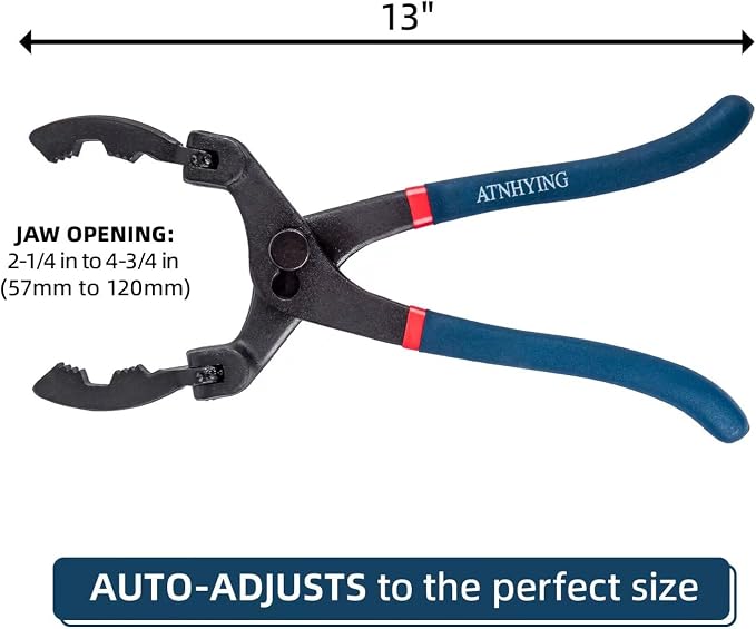 13-Inch Oil Filter Wrench with 90 Degree Swivel, Adjustable Oil Filter Pliers - Image 3