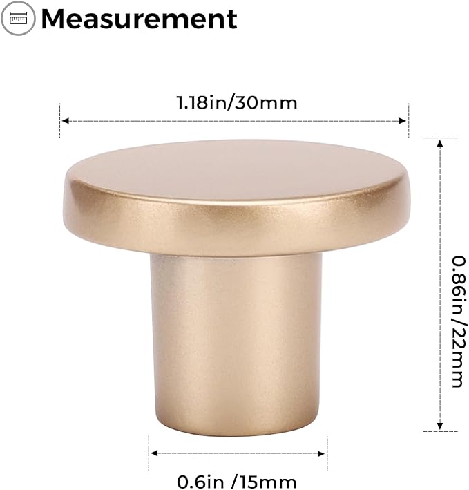 Ravinte 5 Pack Cabinet Knobs Champagne Gold Kitchen Cabinet Knobs Round Dresser Drawer Pulls Closet Door Pulls 1-1/5 Inch