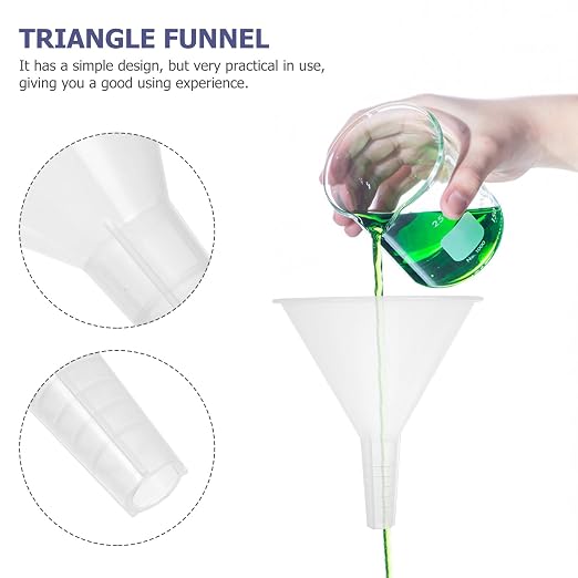 Veemoon 5pcs 100mm Plastic Scientific Triangle Funnels, Laboratory Pp Filling - Image 9