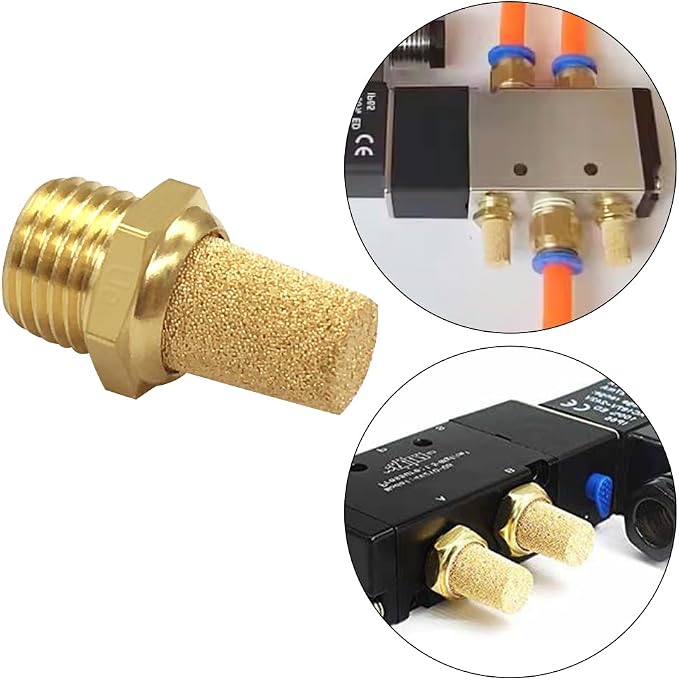 10PCS Brass 1/4 NPT Male Air Pneumatic Mufflers Hex Sintered Exhaust Muffler - Image 3