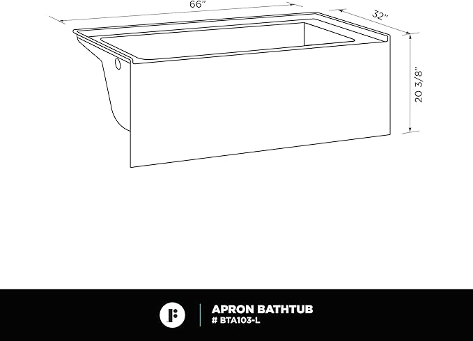 Fine Fixtures Acrylic, Fiberglass Alcove Soaking Bathtub with Integral Apron Front in Glossy White - Left Hand Drain, 66" x 32"