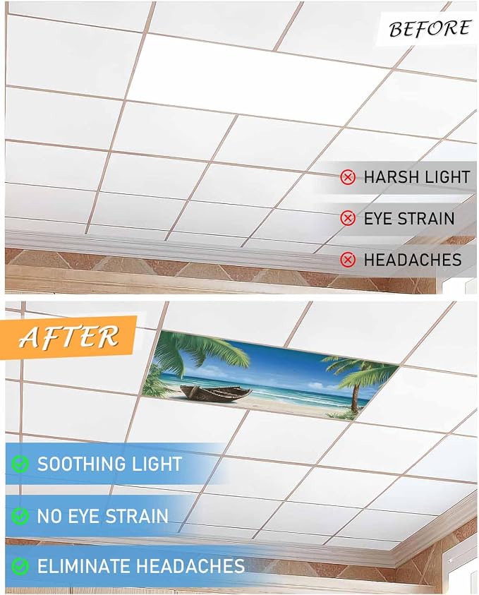 Summer 3 Pcs Fluorescent Light Covers, Ocean Beach Palm Tree Nautical Vessel - Image 6