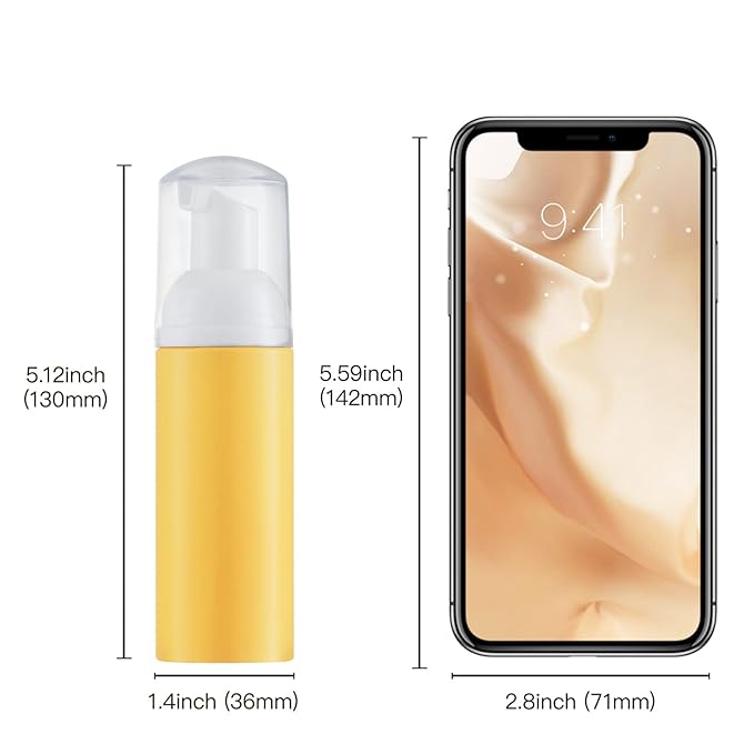 Tekson 10PCS Soap Foam Bottle (2 oz), Empty Travel Foaming Lash Shampoo for Cleanser, Dispenser (Yellow Pump)