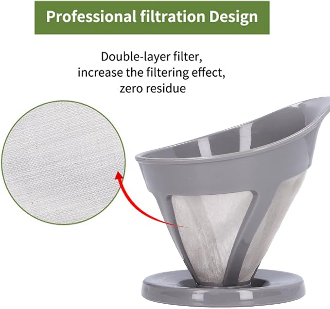 Coffee Strainer Stainless Steel Fine Mesh Pour Over Coffee Dripper Hand Drip - Image 2