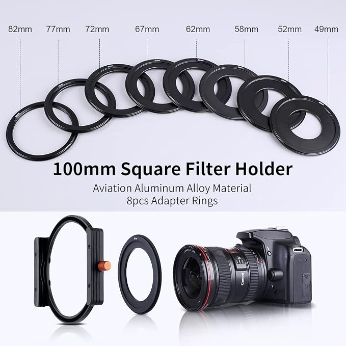 K&F CONCEPT Metal Filter Holder + 8 Filter Adapter Rings - Image 2