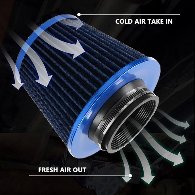 3-inch Cold Air Intake Filter 76mm, High Performance Clamp-On Engine Intake Air - Image 5
