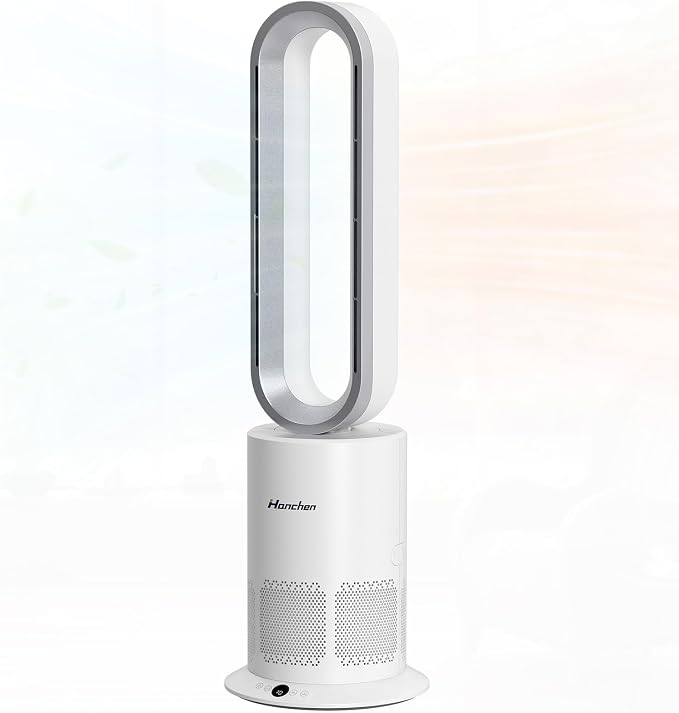 Hanchen Dual-Tech Bladeless Tower HEPA Fan, Ultra-Quiet 3-in-1 Cooling by Hanchen