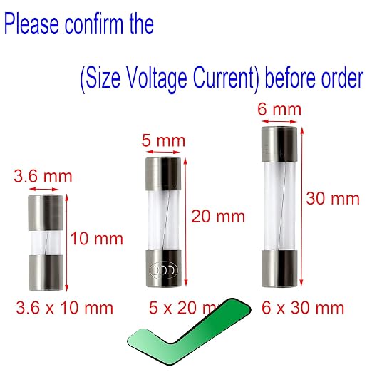 ZUPAYIPA Pack of 10 pcs 500mA F0.5AL Fast-Blow Fuse 0.5A 250V Glass Fuses 0.2 x - Image 3