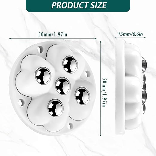 Self Adhesive Caster Wheels, 360° Swivel Stainless Steel Rollers, Low Profile - Image 2