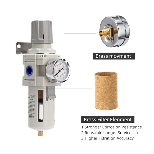 Industrial Air Compressor Filter Regulator Combo 3/8" NPT 0-150 PSI w/Semi-Auto - Image 4