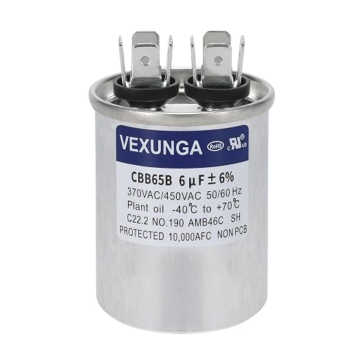 VEXUNGA 6uF 6 MFD 370VAC 440VAC 450VAC 50/60Hz CBB65B Round Run Start Capacitor by VEXUNGA