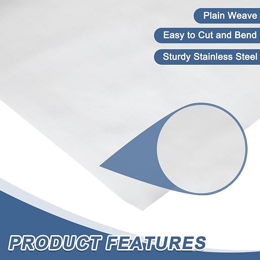 uxcell 500 Mesh 39" x 12" Woven Wire Mesh, 304 Stainless Steel Air Vent Filter - Image 3