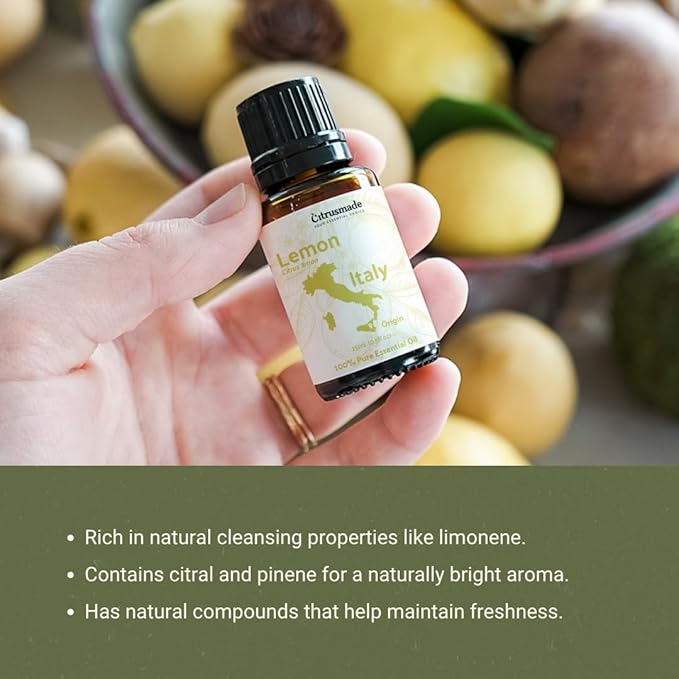 Lemon Essential Oil - Direct from Citrusmade Southern Italy - Cold Pressed - Aceite de Limón for Aromatherapy, Massage, Diffuser, DIY Candle and Soap Making - 15ml