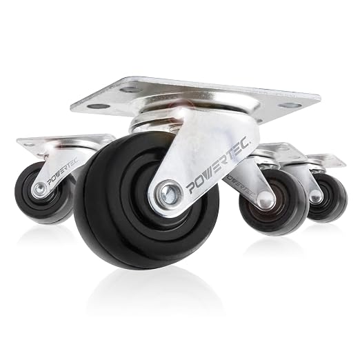 POWERTEC 1-1/2 Inch Swivel Caster Wheels Set of 4 by POWERTEC