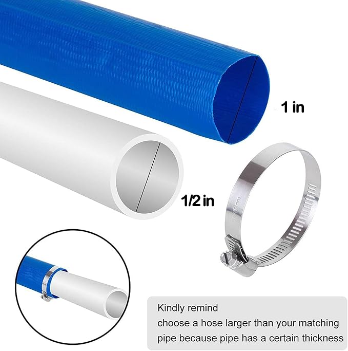Eastrans 1 IN x 50 FT Pool Backwash Hose, Heavy Duty Flat Discharge Hose - Image 2