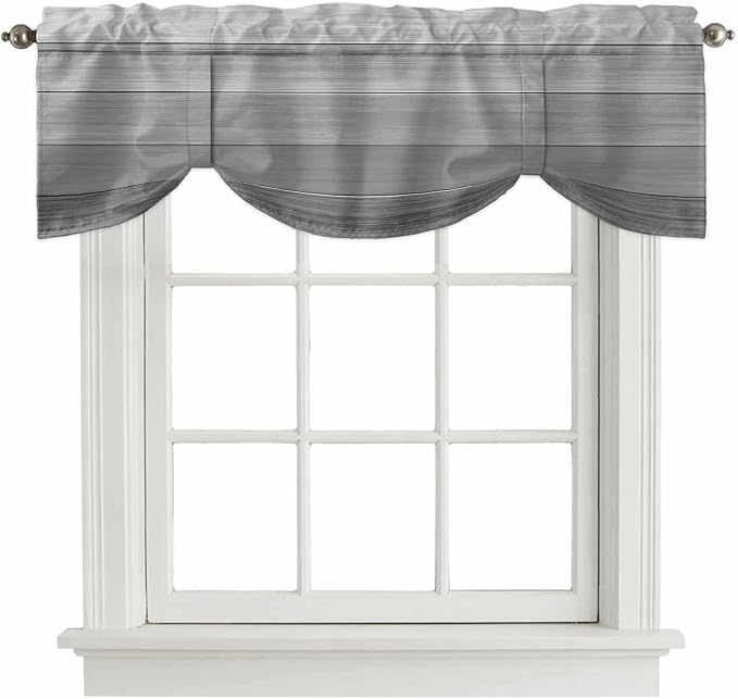Grey Ombre Wooden Tie Up Valance Curtains by Unknown