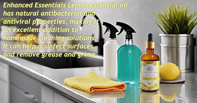 Luxurious Lemon Essential Oil by Enhanced Essentials| Organic & Pure| for Home Cleaning & Fragrance,Diffusers,Skin & Hair Care,Aromatherapy,Soap & Candle Making|with Glass Dropper|3.38 fl oz (100 ml)