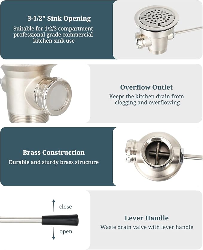 3-1/2 Inch Commercial Sink Drain - Image 3
