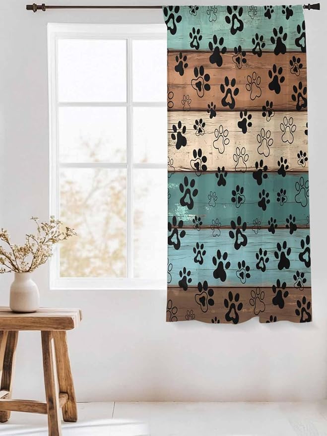 Sheer Curtains 72 Inches Long, Vintage Farmhouse Country Wooden Grain Privacy - Image 3