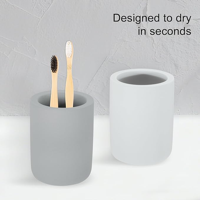 Toothbrush Holder, Diatomite Bathroom Organizer, Toothbrush & Toothpaste Holder Cup, Vanity Storage Solution for Bathrooms, Dark Grey, 1Pc