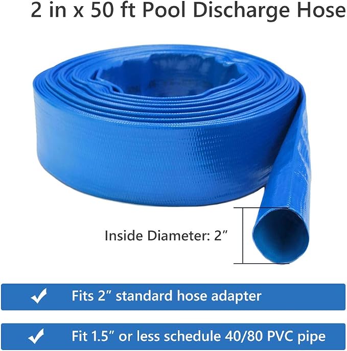 2 IN x 50 FT Pool Backwash Hose, Heavy Duty Flat Discharge Hose, Weather and - Image 4
