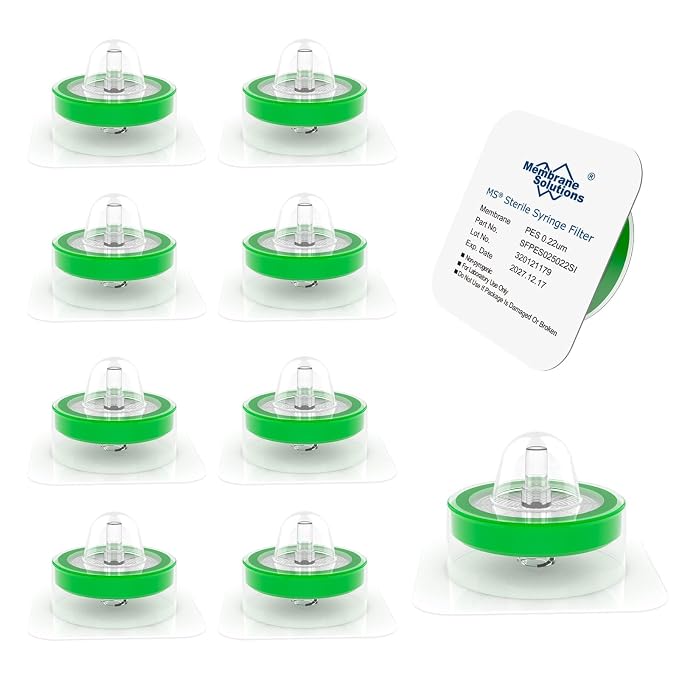 Membrane Solutions 60 Pack Syringe Filter Sterile PES Hydrophilic Filtration by MembraneSolutions