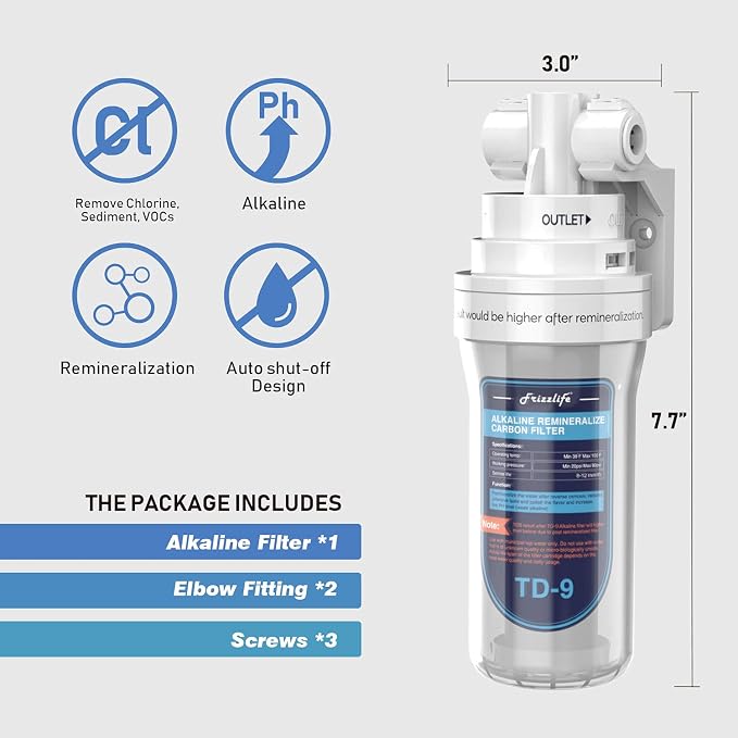 Frizzlife TD-9 Alkaline Remineralization Under Sink Inline Water Filter - Image 7