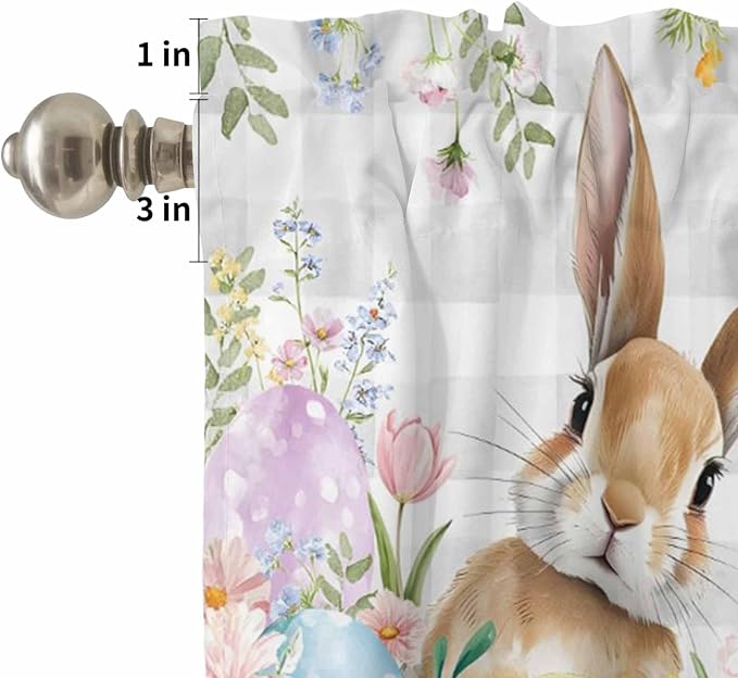 Kitchen Curtains Tiers and Valance Set of 3, Easter Light Filtering Window - Image 5
