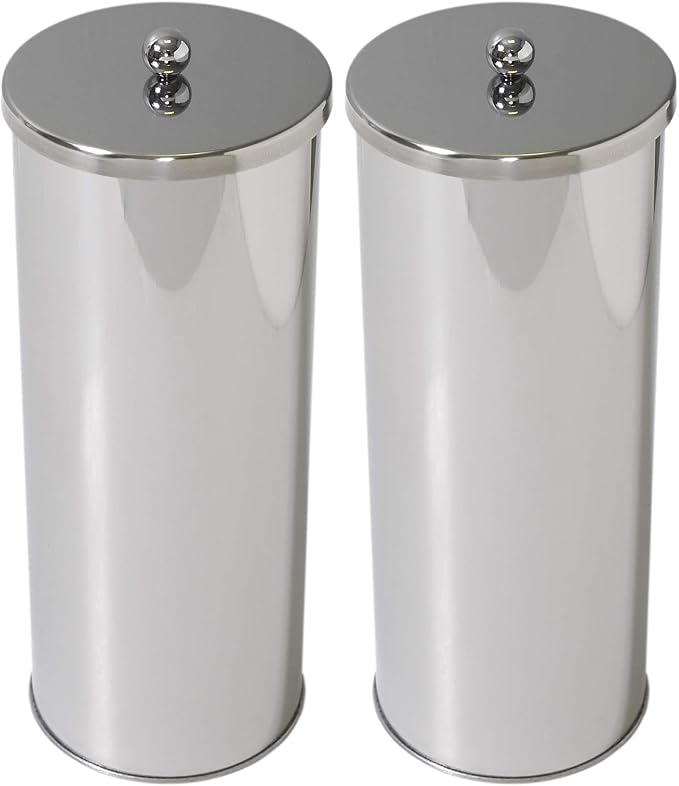 Zenna Home Toilet Paper Holder Stand, Enclosed Toilet Paper Storage Holds 3 TP Rolls, Rust Resistant Bath Tissue Holder with Lid, Stainless Steel (Pack of 2)