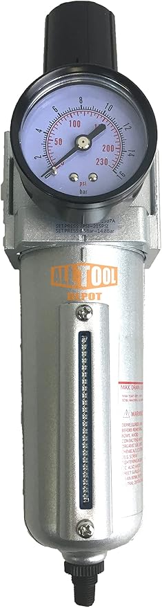 1/2" NPT HEAVY DUTY Compressed Air In Line Filter Regulator Combo Piggyback by AllToolDepot