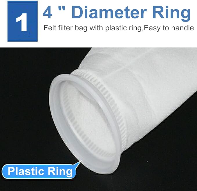 2 Pack 25 Micron 4"x9" Felt Filter Bags, 4 Inch Ring by 9 Inch Long, Liquid - Image 2