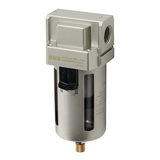 SNS 1/2" NPT Compressed Air Line Filter, 5 Micron Brass Element, Poly Bowl by SNS
