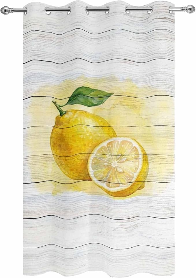 Lemons Yellow Summer Fruit Vintage Wood Outdoor Curtains - Image 9