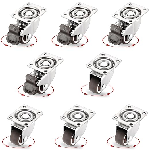 8Pcs Small Caster Wheels 1 Inch, Low Profile Swivel Casters, No Noise Little by ZUOFANG