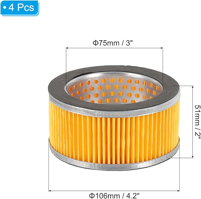 PATIKIL 4.2 x 2 Inch Air Compressor Intake Paper Filter 4 Pack Piston Type Air - Image 2