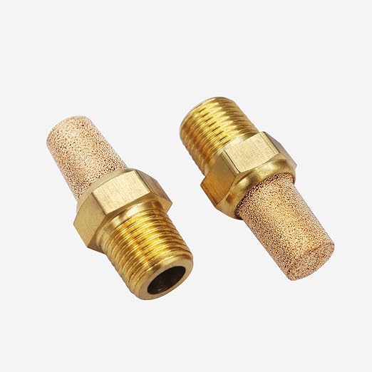 mxuteuk 10pcs Brass Pneumatic Muffler Filter Noise Silencer, Hex Sintered - Image 3