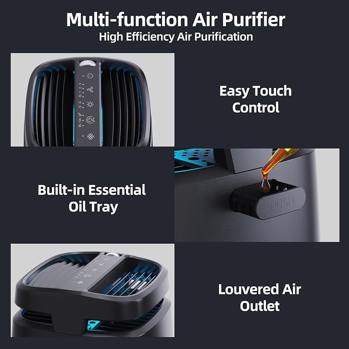 POMORON 4-in-1 Air Purifiers for Home, Air Ionizer Negative Ion Generator - Image 9