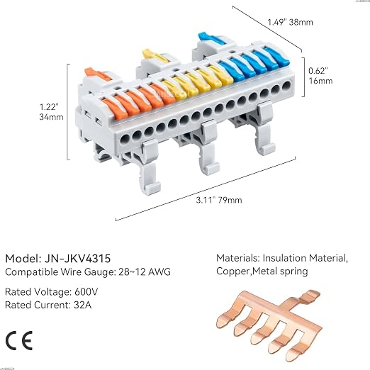 4pcs DIN Rail Terminal Blocks, DIY Splicing Wire Connectors - Image 5