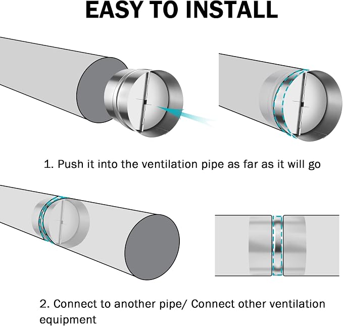 8 Inch Draft Blocker Backdraft Damper Duct Draft Stopper One-Way Airflow - Image 5