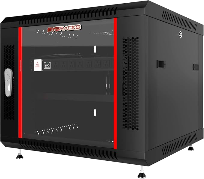 Sysracks 9U Wall Mount Server Rack Cabinet, 19” Locking Network Rack, 24” Deep by SYSRACKS