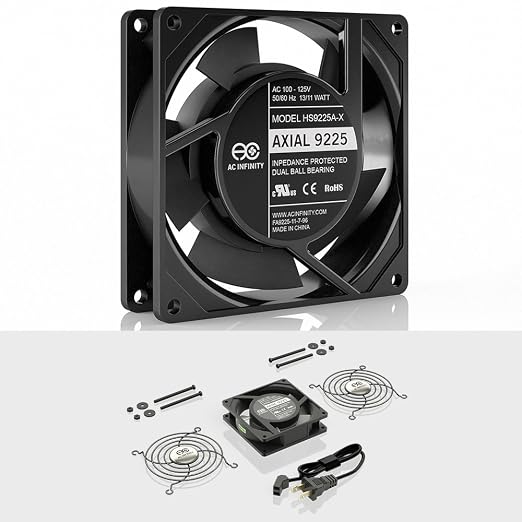 AC Infinity AXIAL 9225, Muffin Fan, 120V AC 92mm by 92mm by 25mm High Speed - Image 2