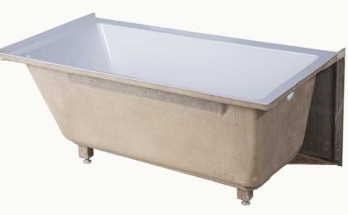 Fine Fixtures Acrylic, Fiberglass Alcove Soaking Bathtub with Integral Apron Front in Glossy White - Right Hand Drain, 48" x 32"