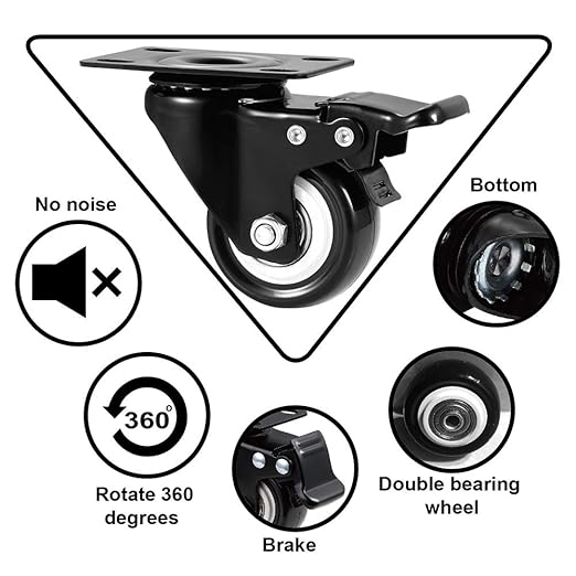 2" Caster Wheels Set of 4, Heavy Duty Casters - Image 6