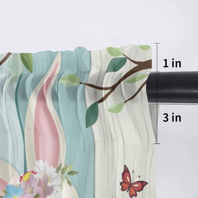 Easter Sheer Valances for Windows 42"x12", Light Filtering Kitchen Curtains - Image 7