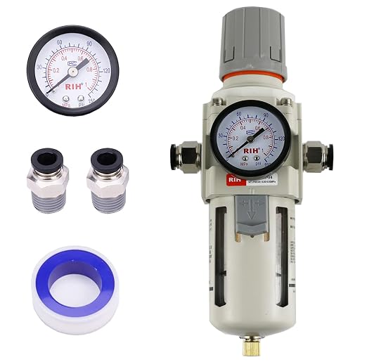 RIH Pneumatics 1/2"NPT Air Filter Pressure Regulator Combo Piggyback, 5 Micron by RIHRightPneumatic