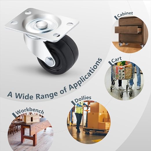 POWERTEC 1-1/2 Inch Swivel Caster Wheels Set of 4 - Image 6