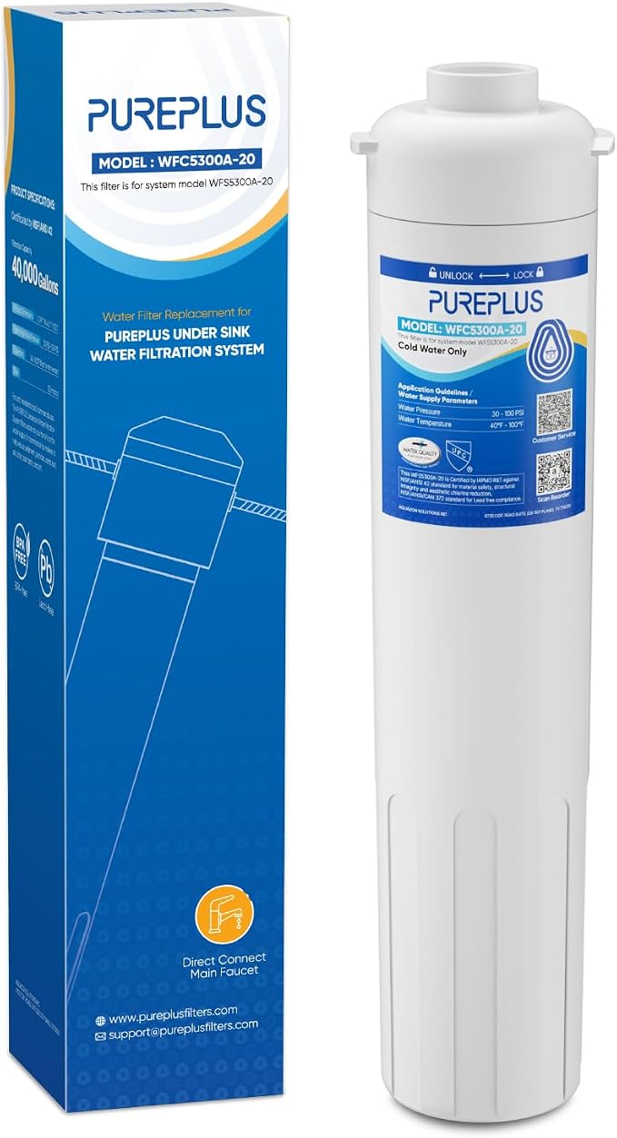 PUREPLUS WFC5300A-20 Under Sink Water Filter, 000 Gallons Capacity, 99.99% by PUREPLUS