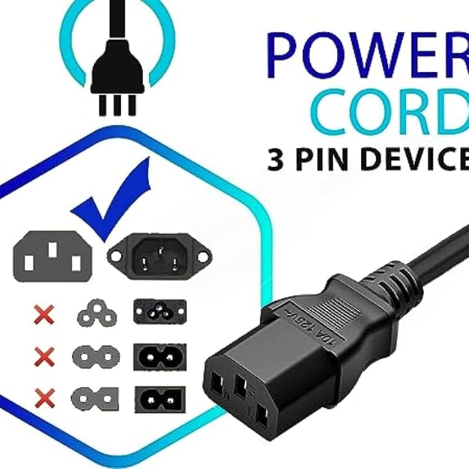 Marg 5ft AC Power Cord Compatible - Image 4