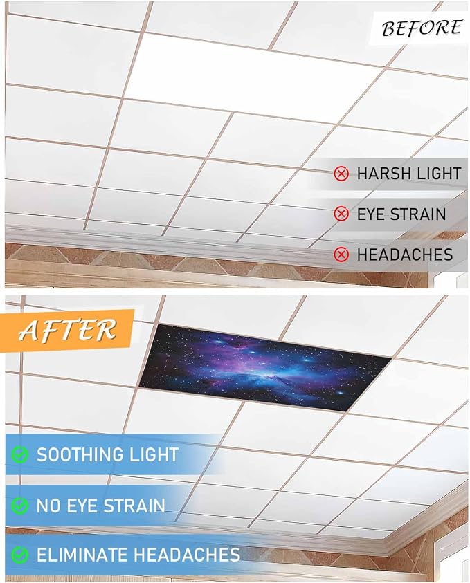 Yukro 3 Pack Starry Sky Fluorescent Light Covers Dark Blue and Purple Space - Image 7