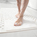Bath Tub Shower Mat with Soft Shower Foot Scrubber Mat for Massage,Non Slip Bathtub Mat with Strong Suction Cups, Silicone Shower Foot Scrubber Mat (White, 31.5" X 19.7"(Rectangular)